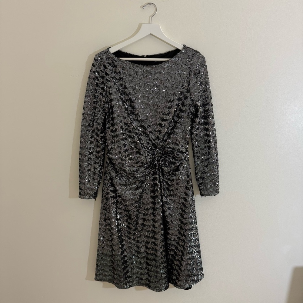 Jenny Packham Size 12 Silver Long Sleeve Dress